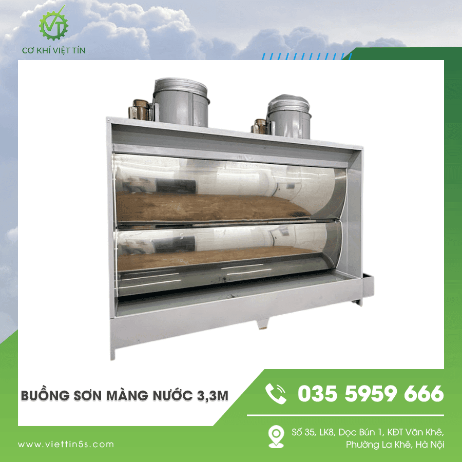 Buồng sơn màng nước 3,3m hỗ trợ kiểm soát không khí khu vực sơn Buồng sơn màng nước 3,3m hỗ trợ kiểm soát không khí khu vực sơn