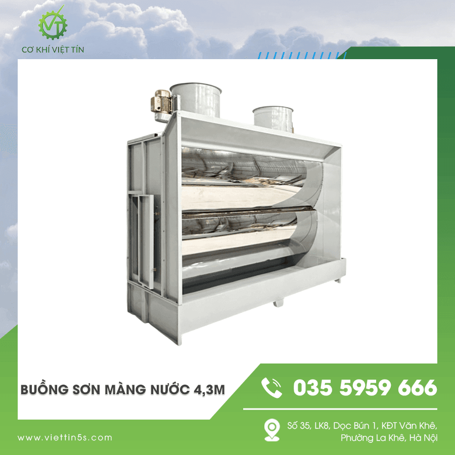 Hệ thống buồng sơn màng nước 4,3m vận hành bền bỉ Hệ thống buồng sơn màng nước 4,3m vận hành bền bỉ