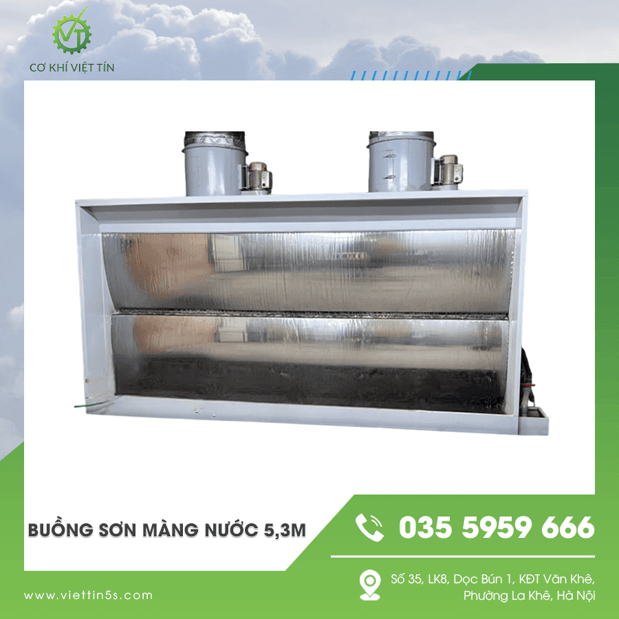Hệ thống buồng sơn màng nước 5,3m dành cho xưởng quy mô lớn Hệ thống buồng sơn màng nước 5,3m dành cho xưởng quy mô lớn