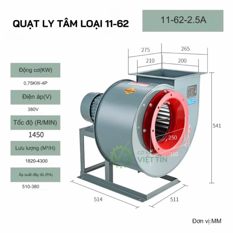 Cấu tạo quạt ly tâm cấp khí model VT161 Cấu tạo quạt ly tâm cấp khí model VT161